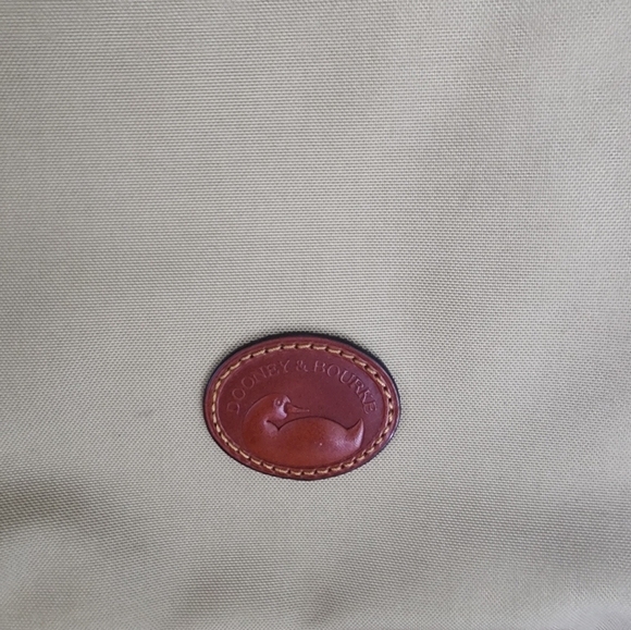 Dooney & Bourke Khaki Nylon Large  Shoulder Bag Leather Trim Brown Crossbody - Picture 7 of 7